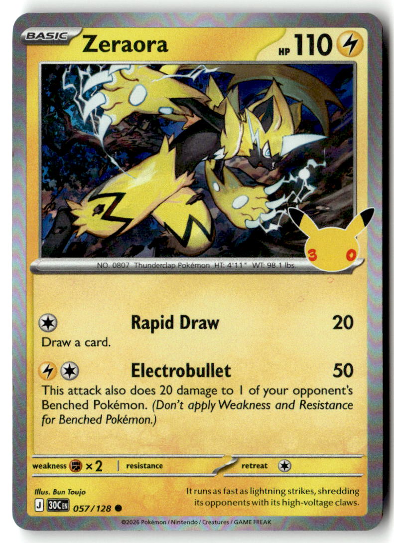 Front of Zeraora 057/128 from 30th Celebration