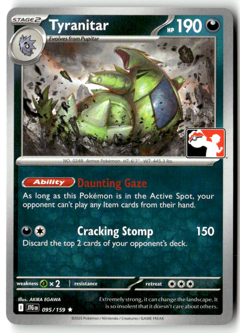 Front of Tyranitar 095/159 from Prize Pack Series Cards