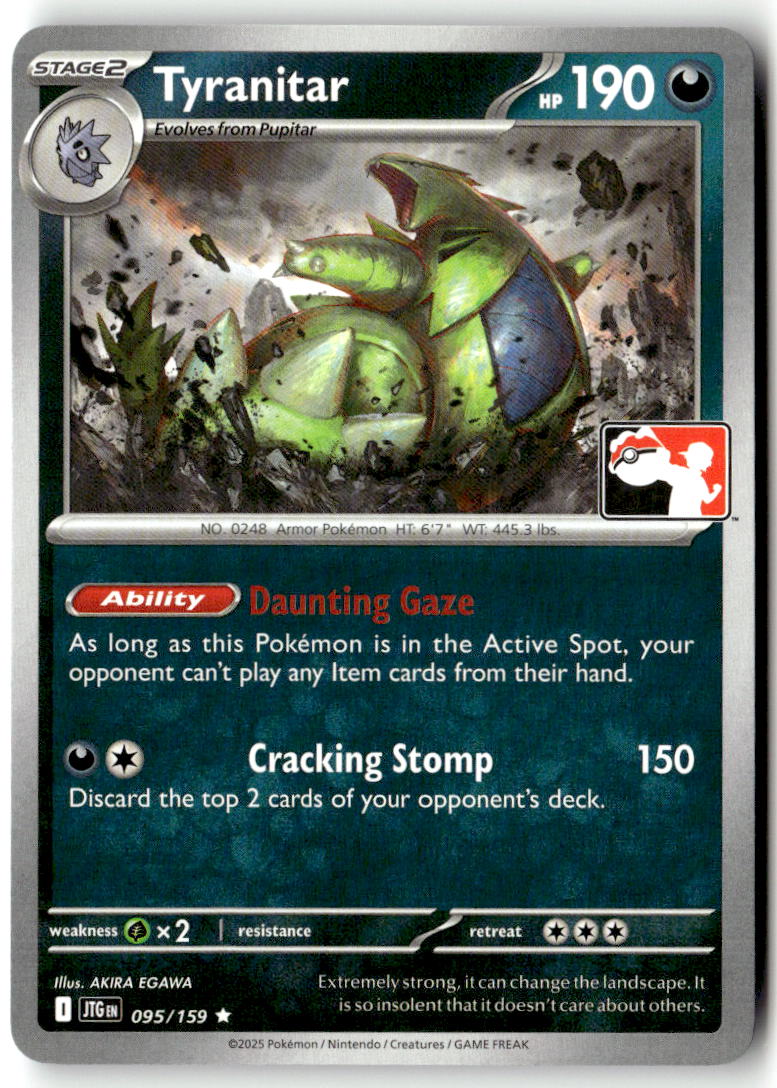 Front of Tyranitar 095/159 from Prize Pack Series Cards