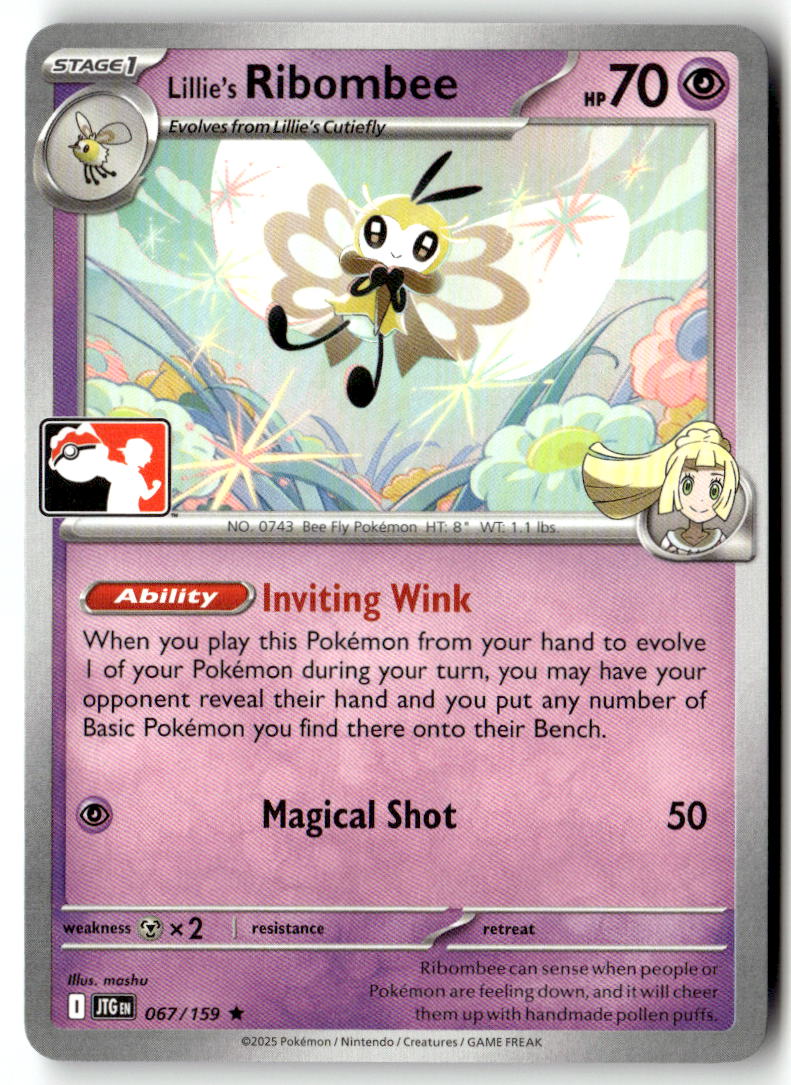 Front of Lillie's Ribombee 067/159 from Prize Pack Series Cards