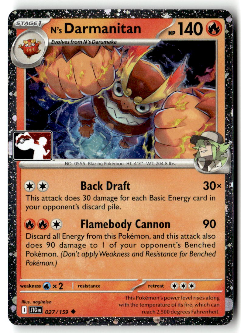 Front of N's Darmanitan - 027/159 (Cosmos Holo) 027/159 from Prize Pack Series Cards