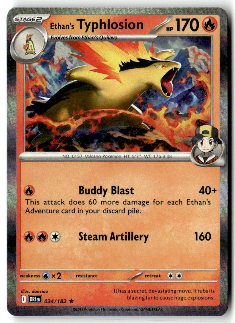 Front of Ethan's Typhlosion 034/182 from Destined Rivals