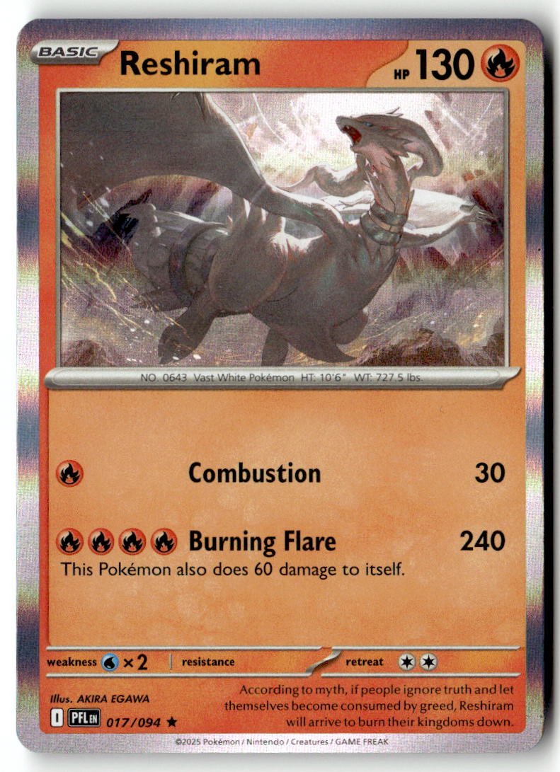 Front of Reshiram 017/094 from Phantasmal Flames