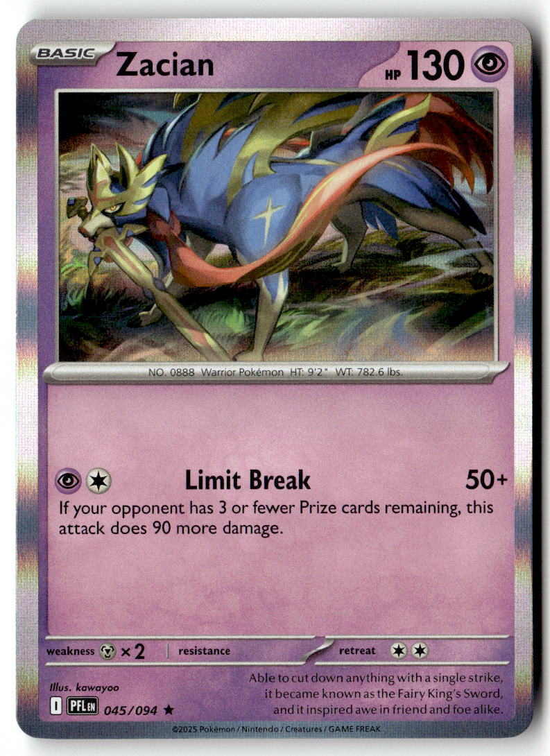 Front of Zacian 045/094 from Phantasmal Flames