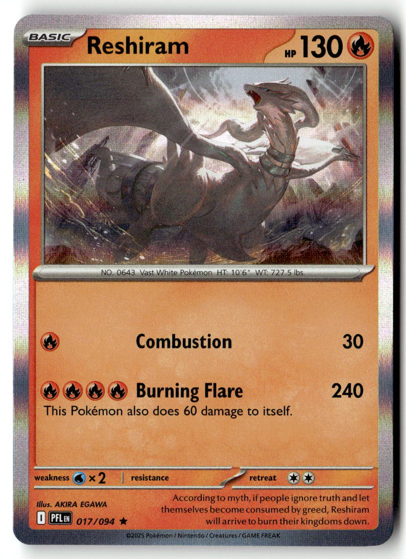 Front of Reshiram 017/094 from Phantasmal Flames