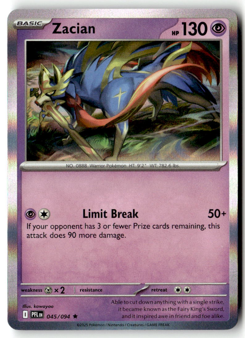 Front of Zacian 045/094 from Phantasmal Flames