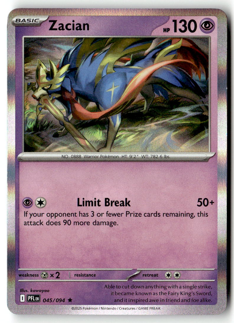 Front of Zacian 045/094 from Phantasmal Flames