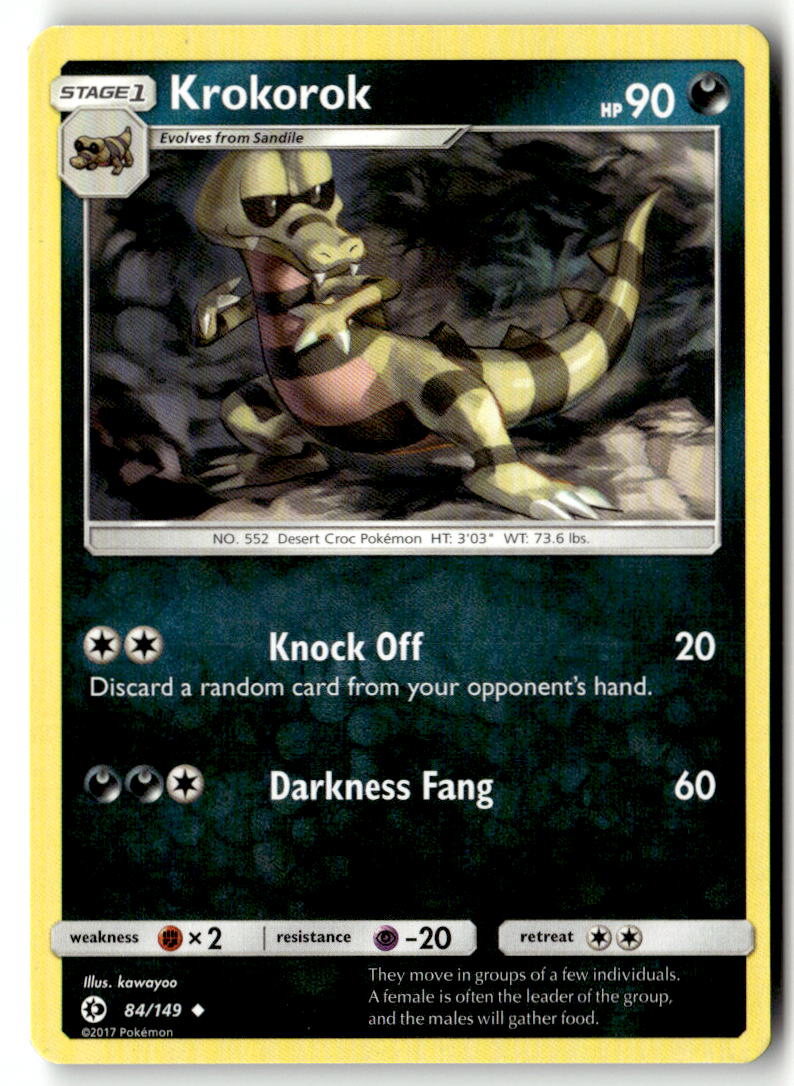 Front of Krokorok 84/149 from SM Base Set