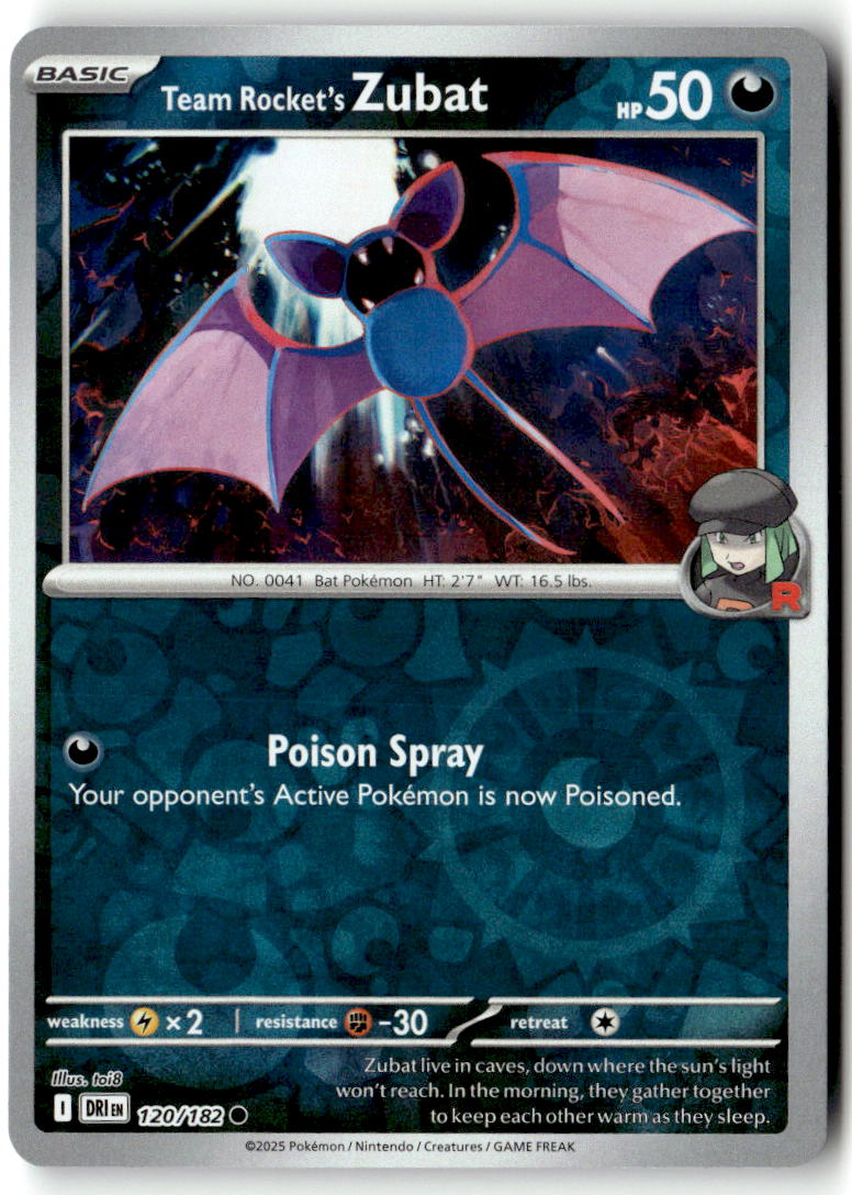 Front of Team Rocket's Zubat 120/182 from Destined Rivals