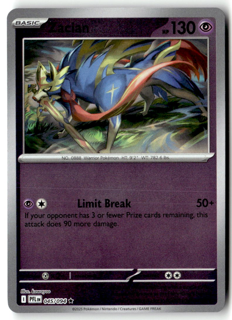 Front of Zacian 045/094 from Phantasmal Flames