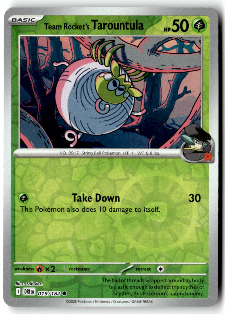 Front of Team Rocket's Tarountula 019/182 from Destined Rivals