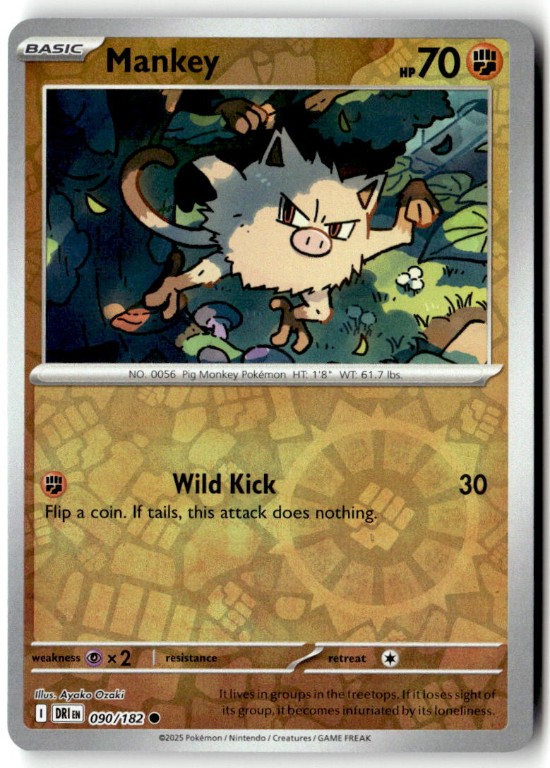 Front of Mankey 090/182 from Destined Rivals