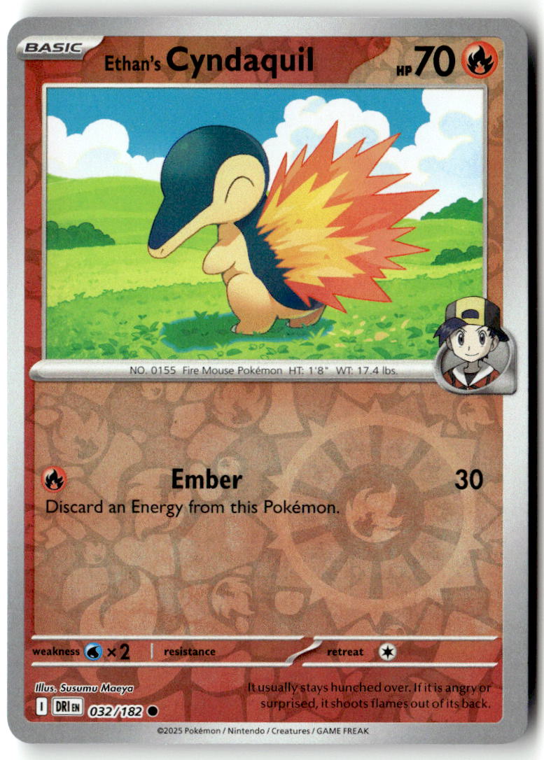 Front of Ethan's Cyndaquil 032/182 from Destined Rivals