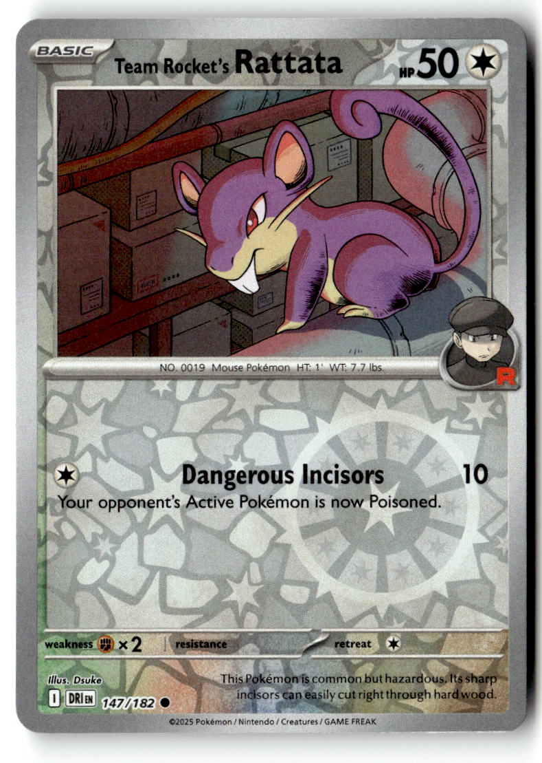 Front of Team Rocket's Rattata 147/182 from Destined Rivals