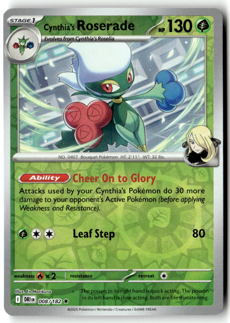 Front of Cynthia's Roserade 008/182 from Destined Rivals