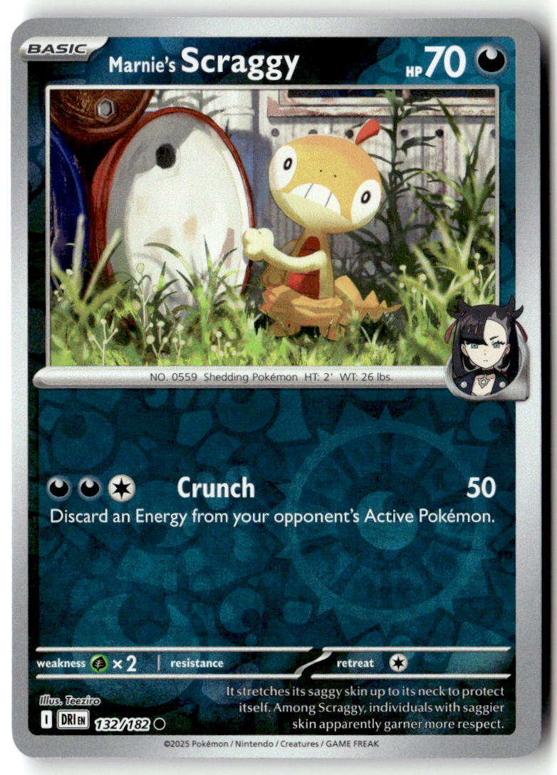 Front of Marnie's Scraggy 132/182 from Destined Rivals