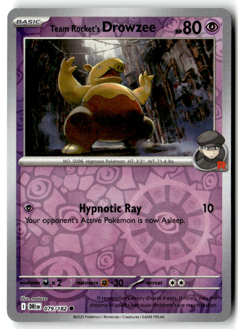 Front of Team Rocket's Drowzee 079/182 from Destined Rivals