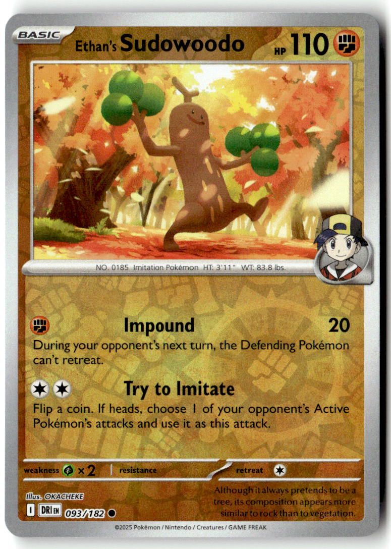 Front of Ethan's Sudowoodo 093/182 from Destined Rivals