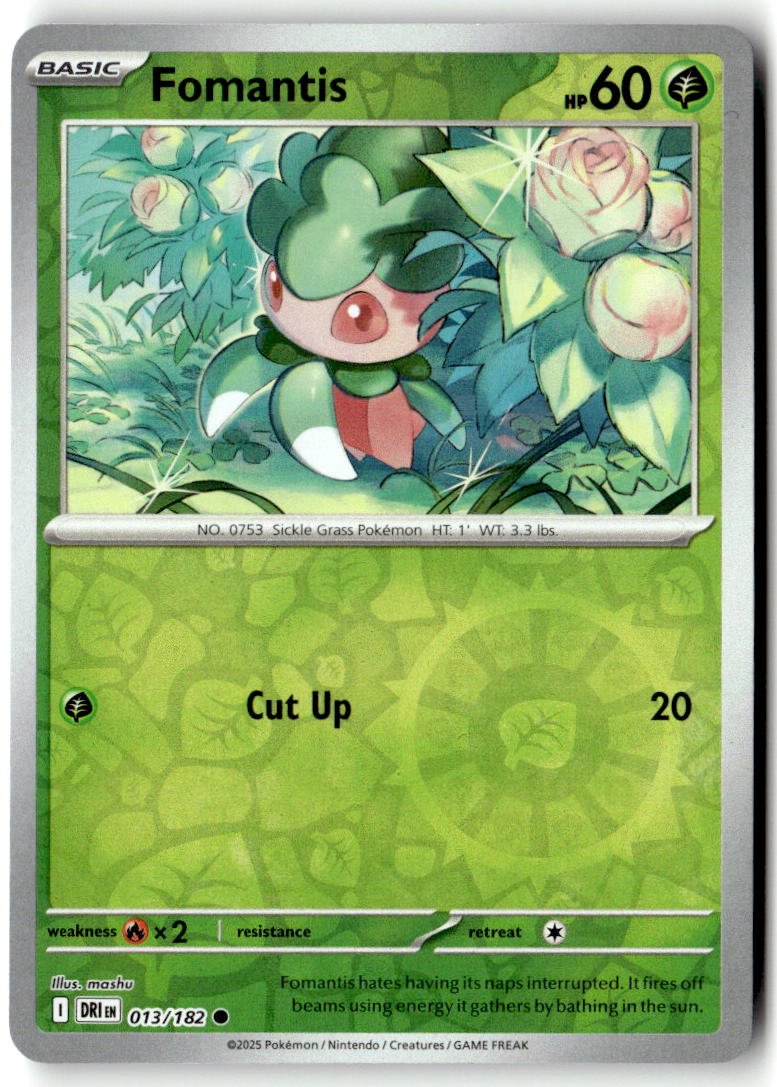 Front of Fomantis 013/182 from Destined Rivals