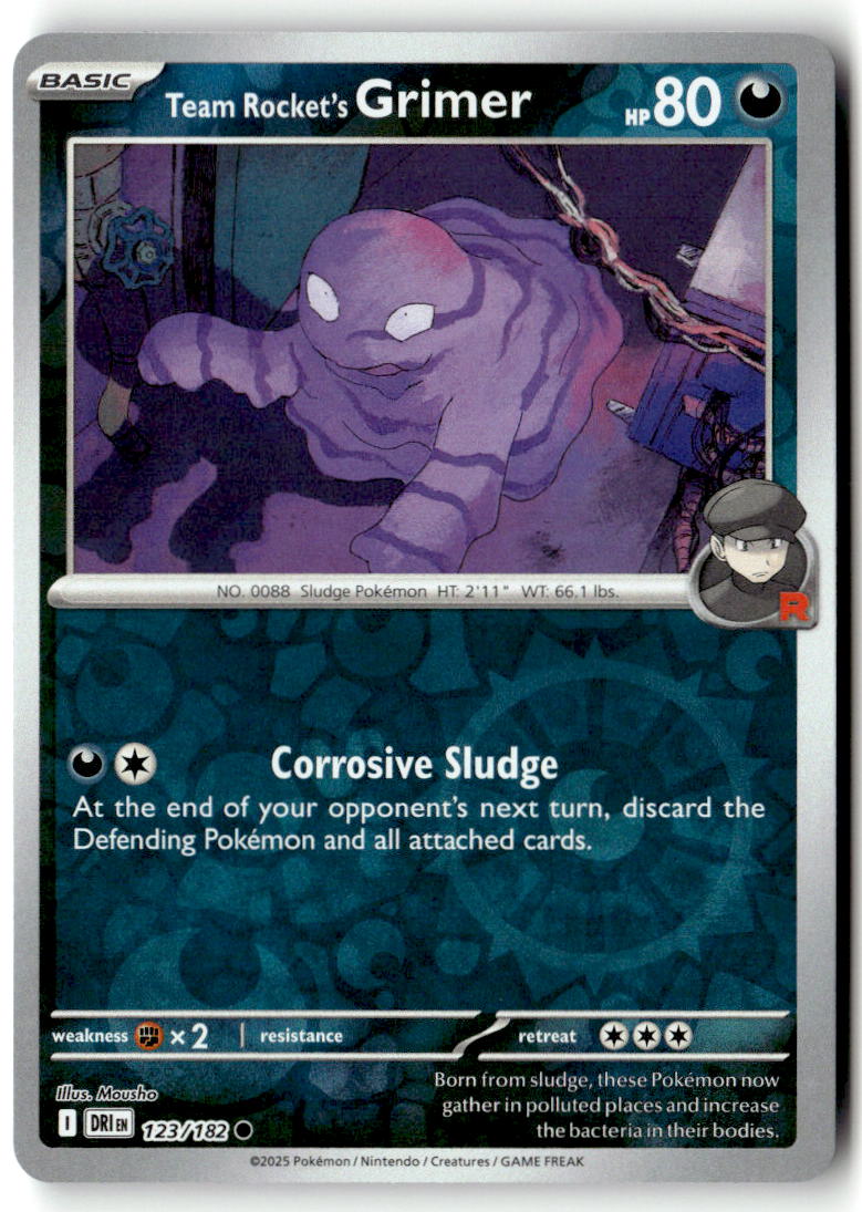Front of Team Rocket's Grimer 123/182 from Destined Rivals