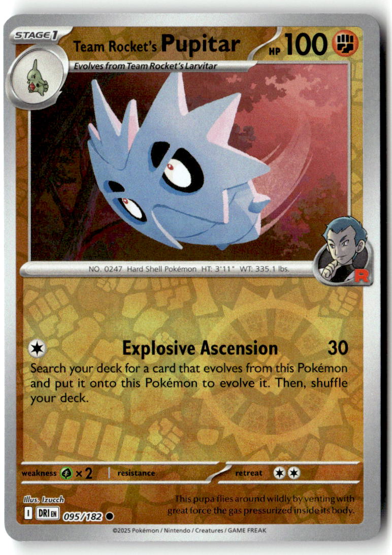Front of Team Rocket's Pupitar 095/182 from Destined Rivals