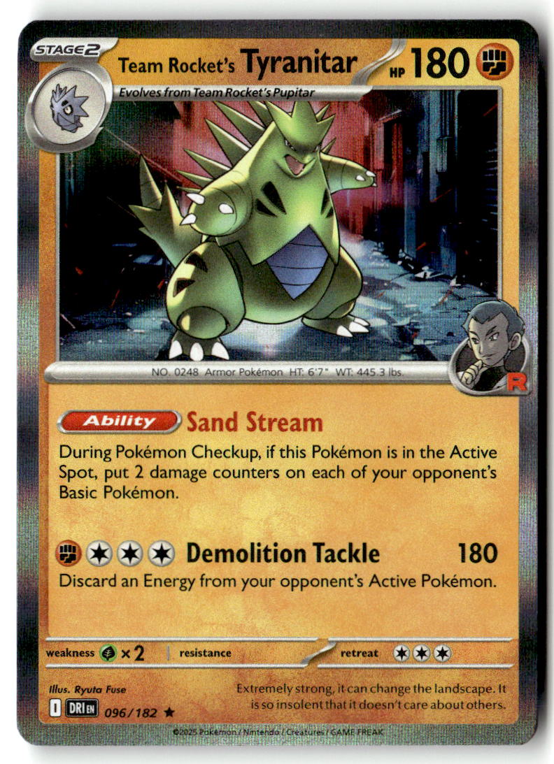 Front of Team Rocket's Tyranitar 096/182 from Destined Rivals