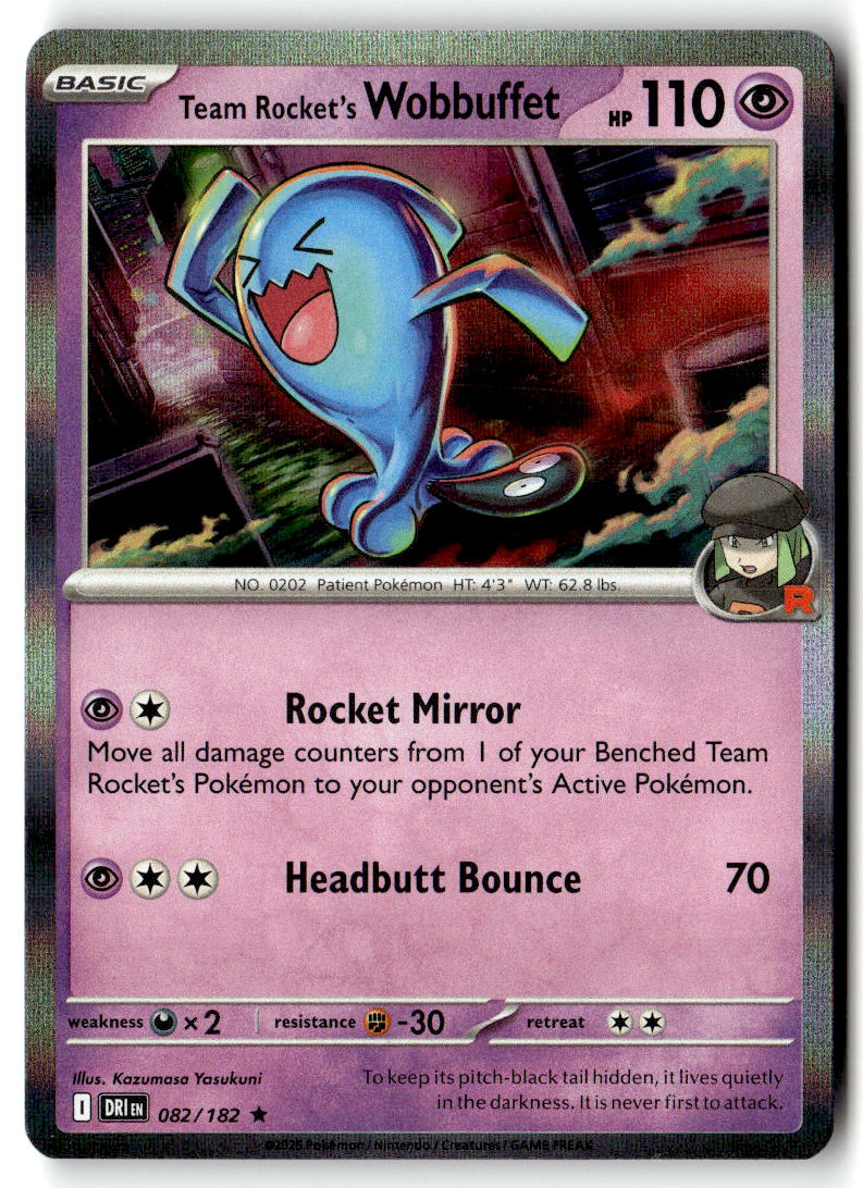 Front of Team Rocket's Wobbuffet 082/182 from Destined Rivals