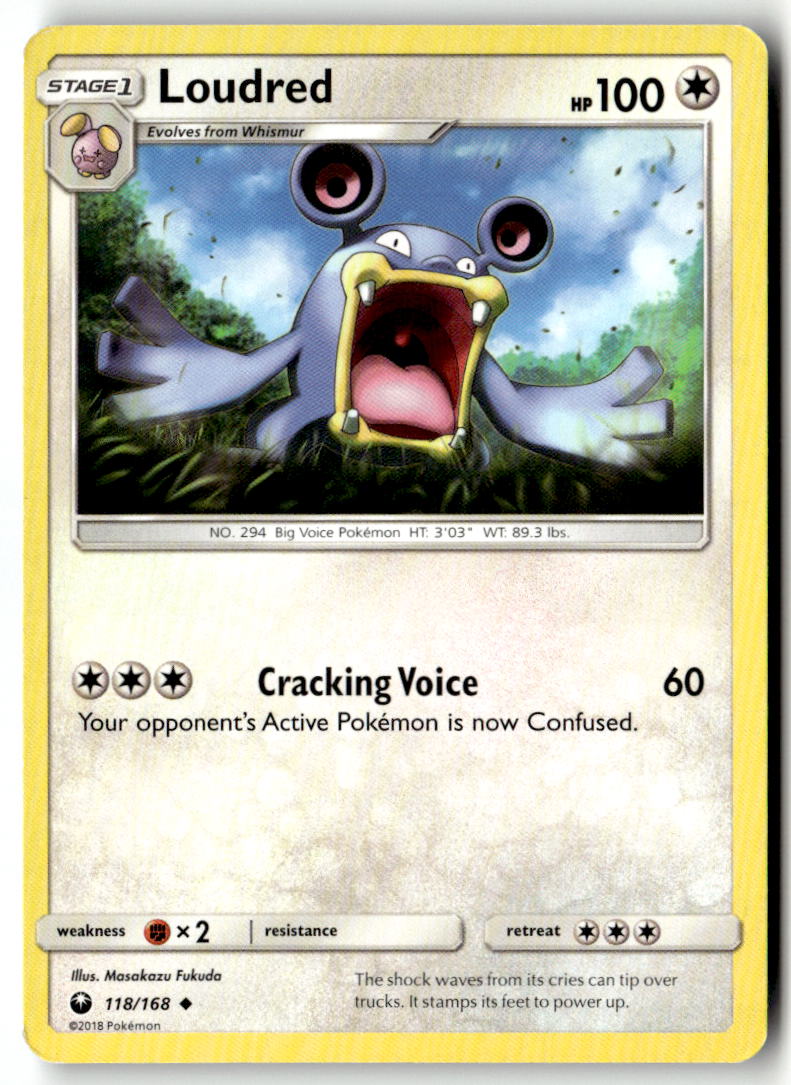 Front of Loudred 118/168 from SM - Celestial Storm