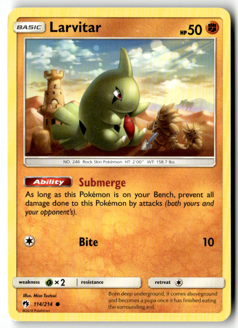 Front of Larvitar (114) 114/214 from SM - Lost Thunder