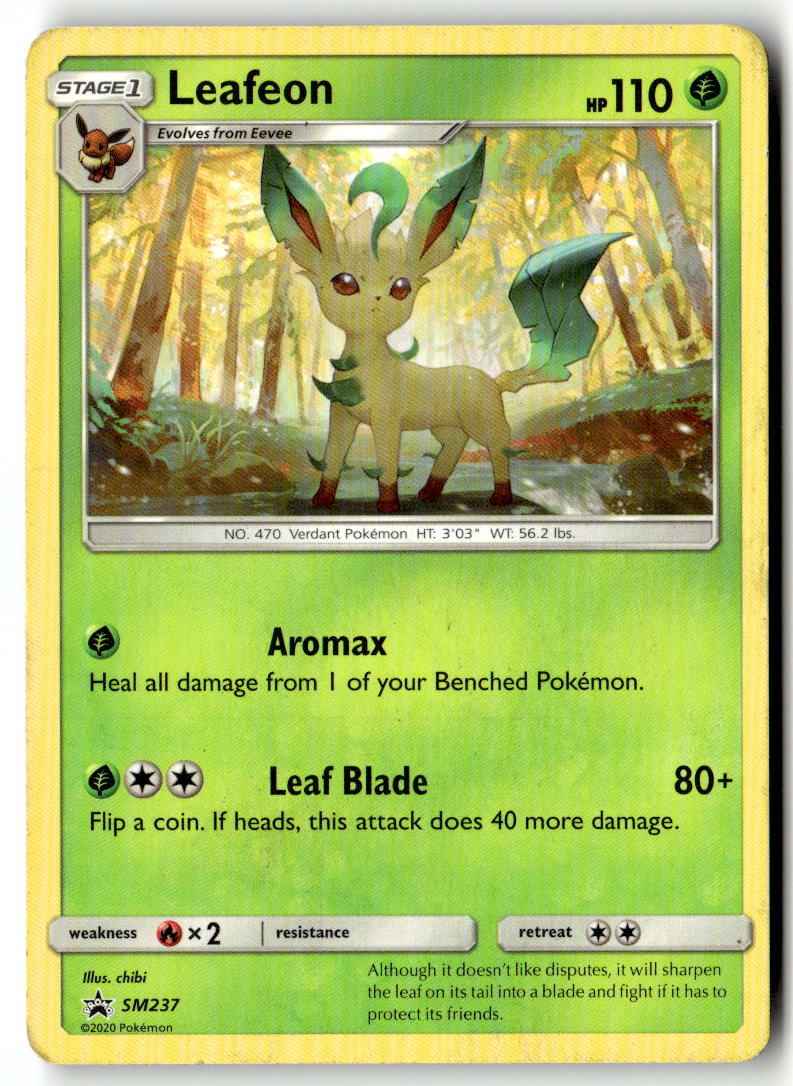 Front of Leafeon SM237 from SM Promos