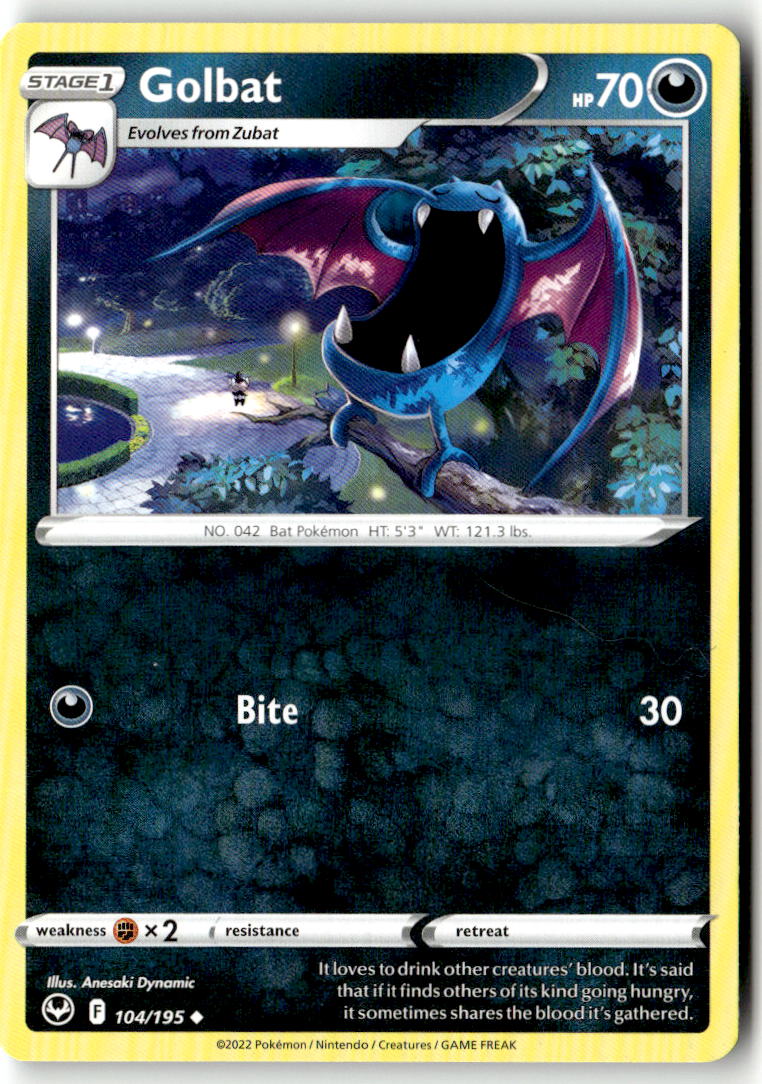 Front of Golbat 104/195 from Silver Tempest