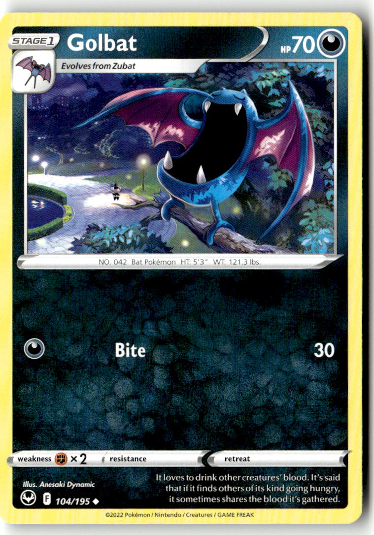 Front of Golbat 104/195 from Silver Tempest