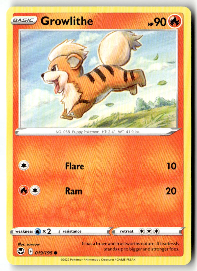 Front of Growlithe 019/195 from Silver Tempest