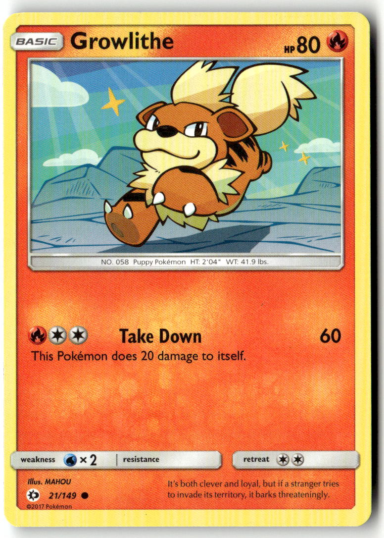 Front of Growlithe 21/149 from SM Base Set
