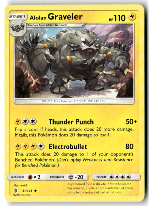 Front of Alolan Graveler 41/145 from SM - Guardians Rising