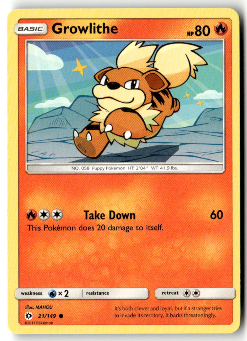 Front of Growlithe 21/149 from SM Base Set