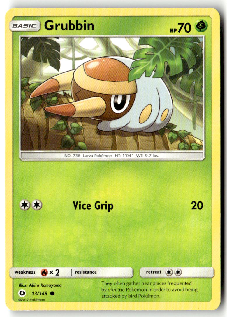 Front of Grubbin 13/149 from SM Base Set