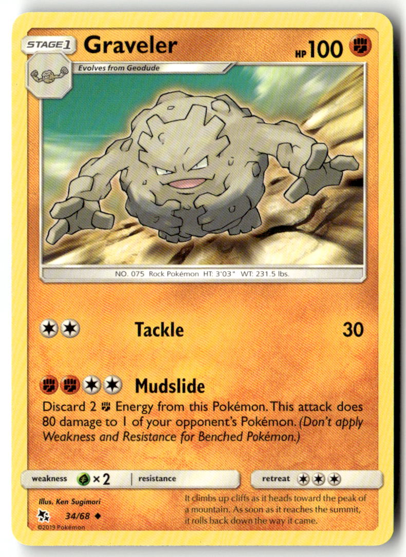 Front of Graveler 34/68 from Hidden Fates