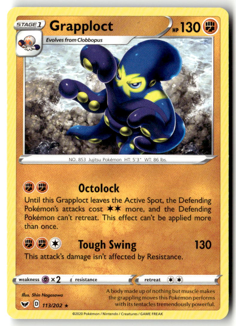Front of Grapploct 113/202 from Sword & Shield Base Set