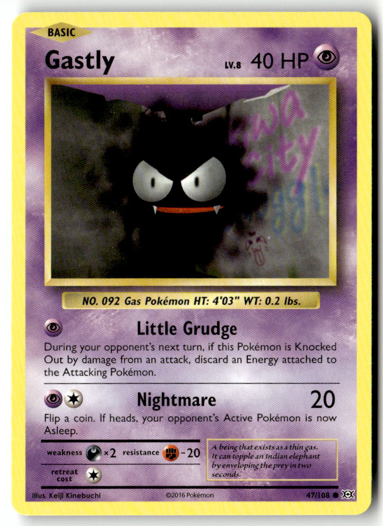 Front of Gastly 47/108 from XY - Evolutions