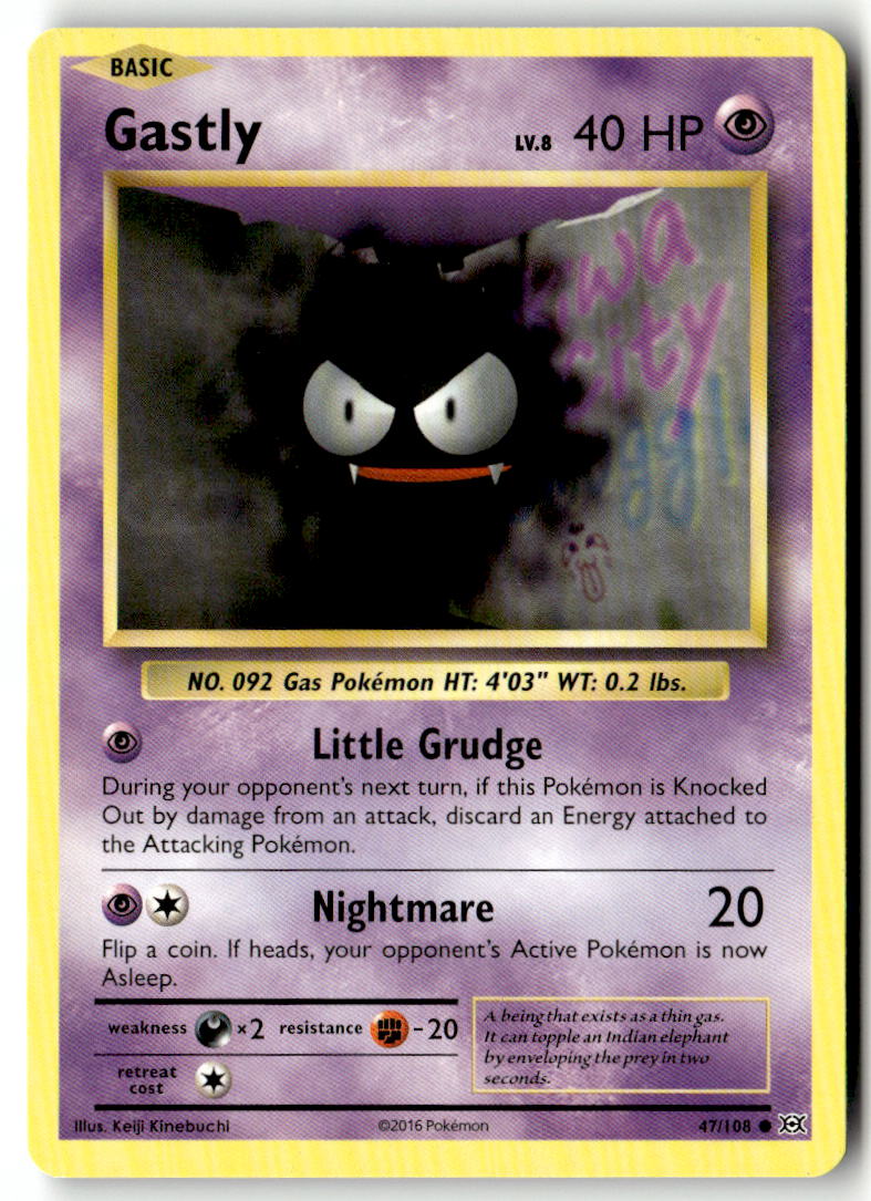 Front of Gastly 47/108 from XY - Evolutions