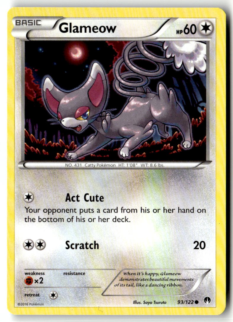 Front of Glameow 93/122 from XY - BREAKpoint