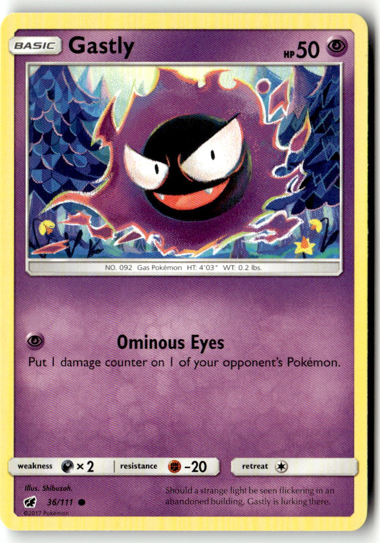 Front of Gastly 36/111 from SM - Crimson Invasion