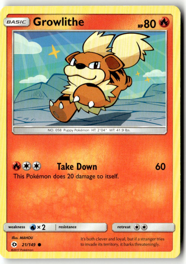Front of Growlithe 21/149 from SM Base Set