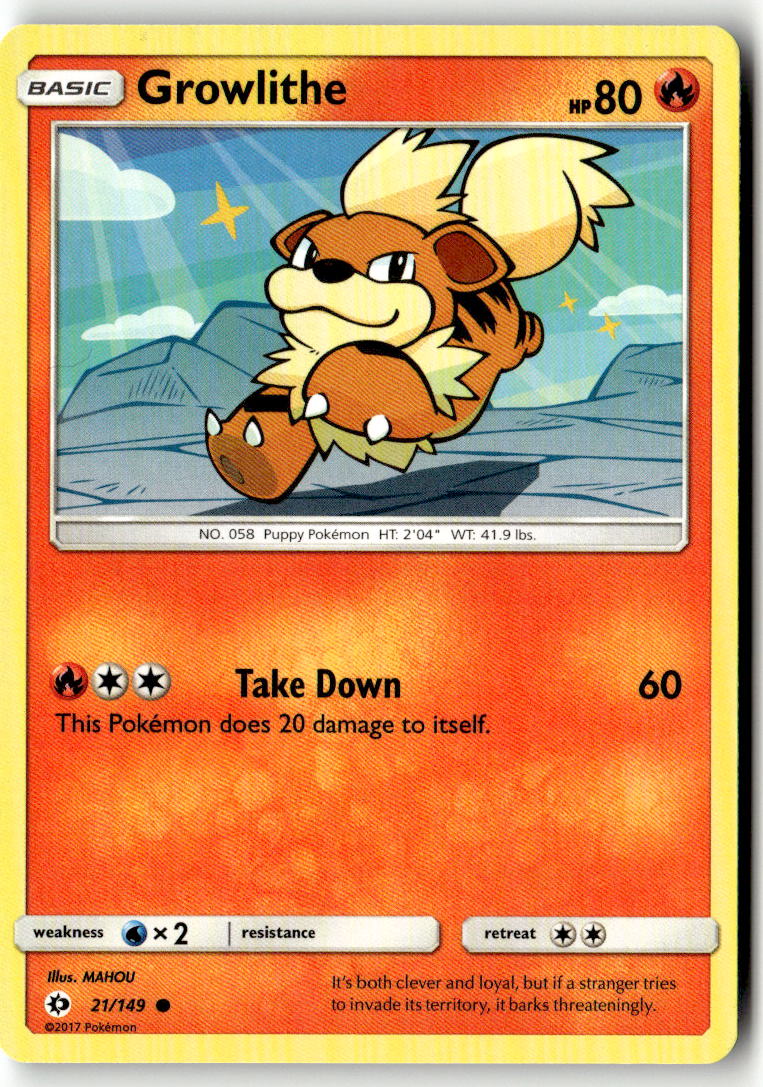 Front of Growlithe 21/149 from SM Base Set