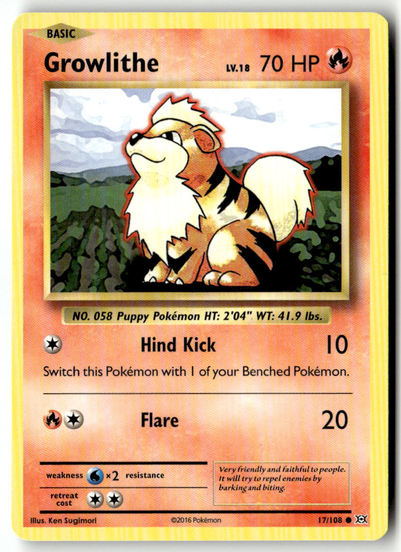 Front of Growlithe 17/108 from XY - Evolutions