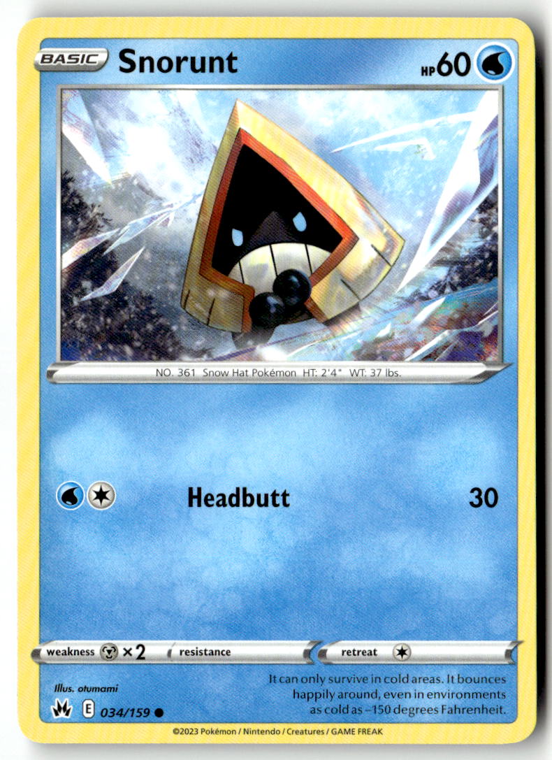 Front of Snorunt 034/159 from Crown Zenith