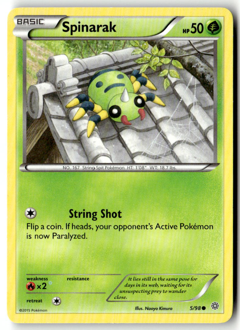 Front of Spinarak 5/98 from XY - Ancient Origins