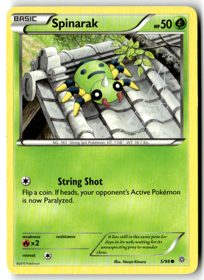 Front of Spinarak 5/98 from XY - Ancient Origins