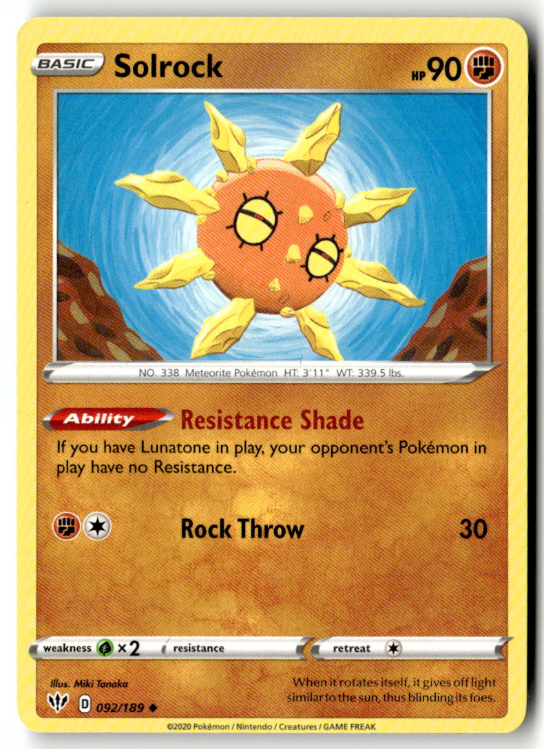 Front of Solrock 092/189 from Darkness Ablaze